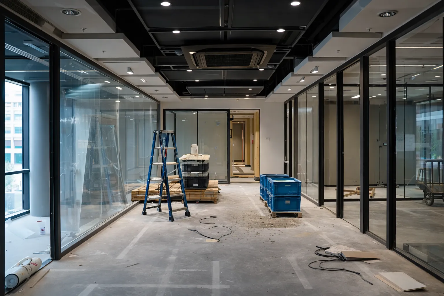 Oficina vacia antes de la instalacion corporativa